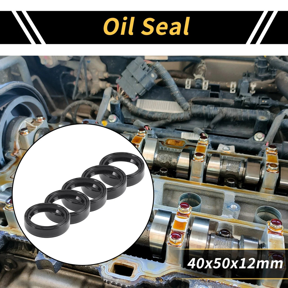 Set of 5 Oil Seal Rotary Shaft Seal NBR Rubber 40x50x12mm