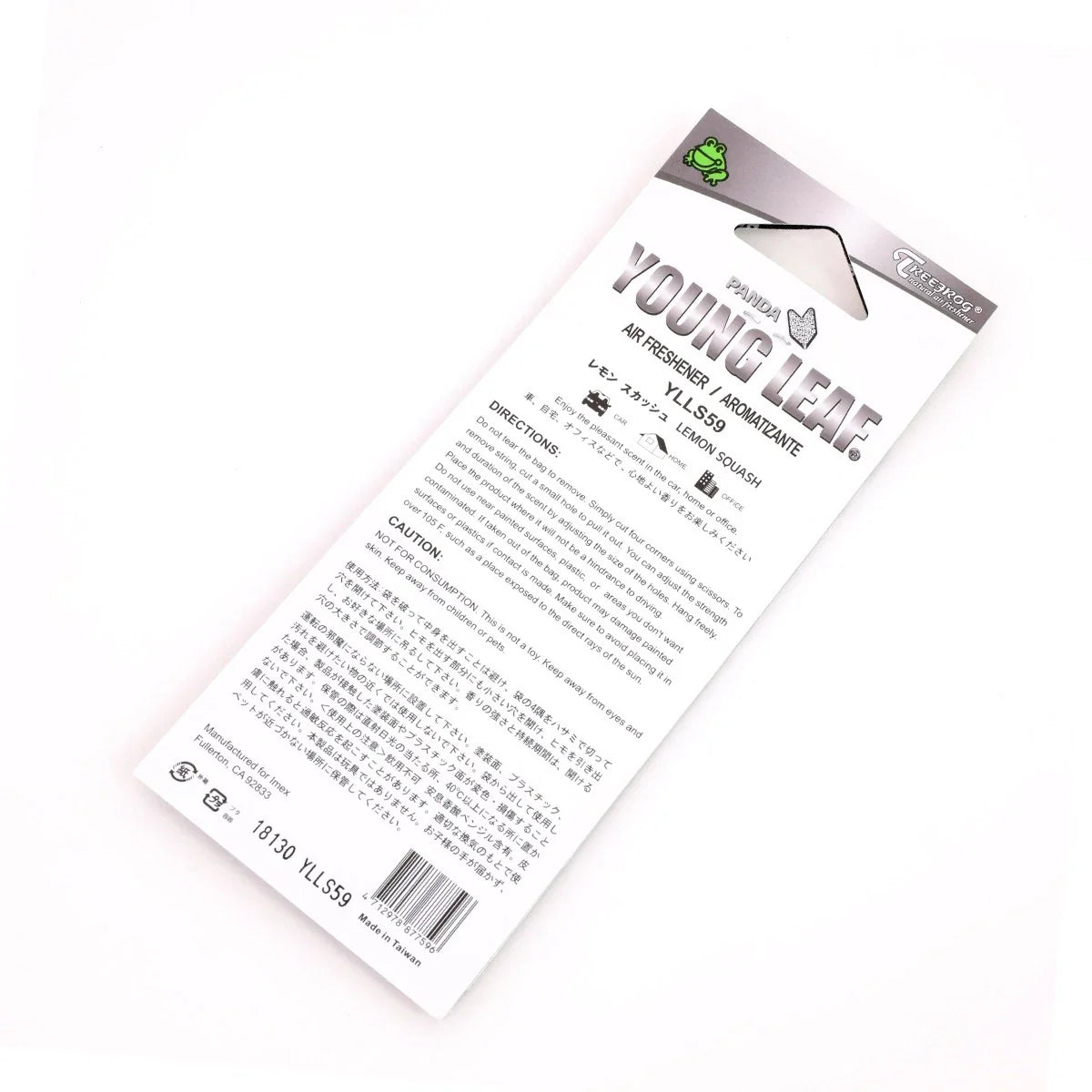 Hanging Air Freshener for Car Office - Tree Frog Wakaba Young Leaf Lemon Squash