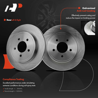 A-Premium Pair Rear Brake Rotors & Pads + Caliper for Ford Escape (2001–2012) - BR54122, R-54122, P-1055