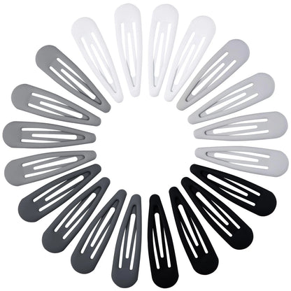 Small Hair Barrettes for (Pack of 20) - Matte Black Gray White