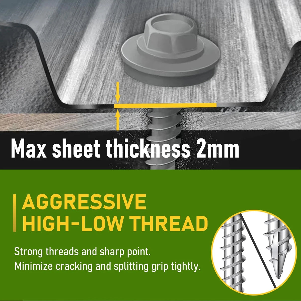 300 Pcs Hex Head Metal Screws #10 x 1 Inch Galvanized