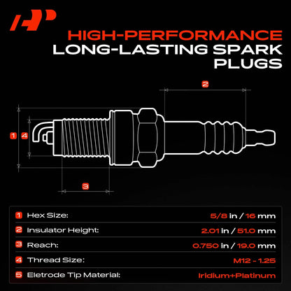 Set of 6 Iridium & Platinum Spark Plugs for Audi A3 Quattro (2006–2009) 101905606A, 7563