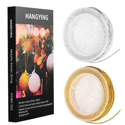 2 Rolls Metallic Elastic Cords String Gold Silver