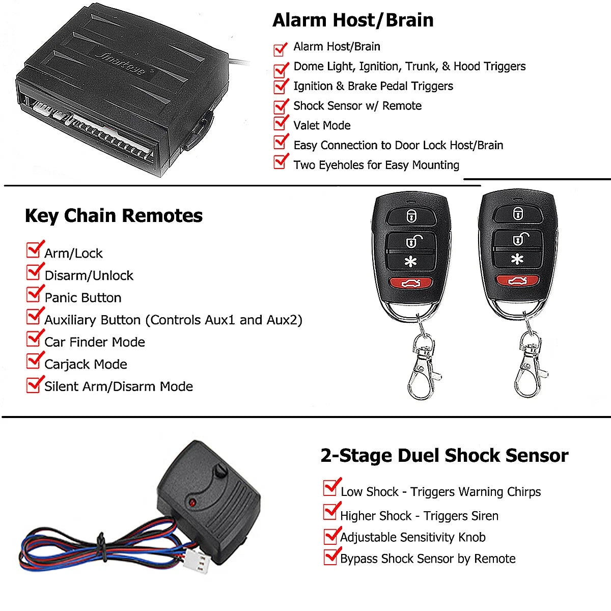 Set of 4 Door Power Lock Actuator Motors for Remote Car Alarm Keyless Entry