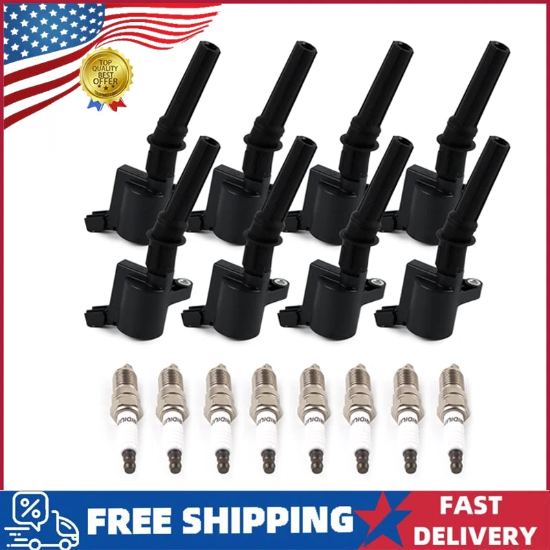 8X Ignition Coil & Spark Plug for Ford F-150 Mustang (4.6L 5.4L) IC78051151087810047908, 1L2U12029AA, C566