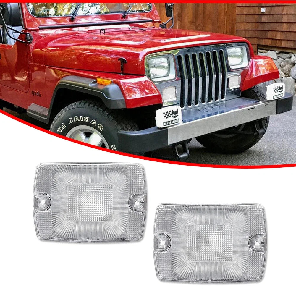 Clear Front Bumper Turn Signal Parking Light Housings for Jeep Wrangler (1987–1995)
