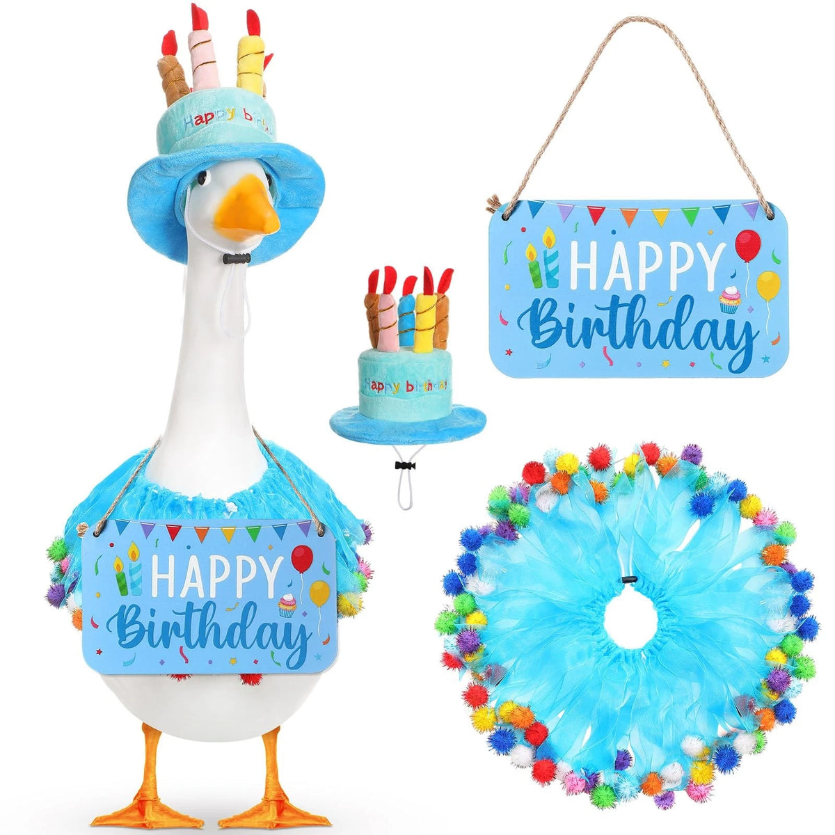 Happy Birthday Porch Goose Outfit for Lawn Goose (23")