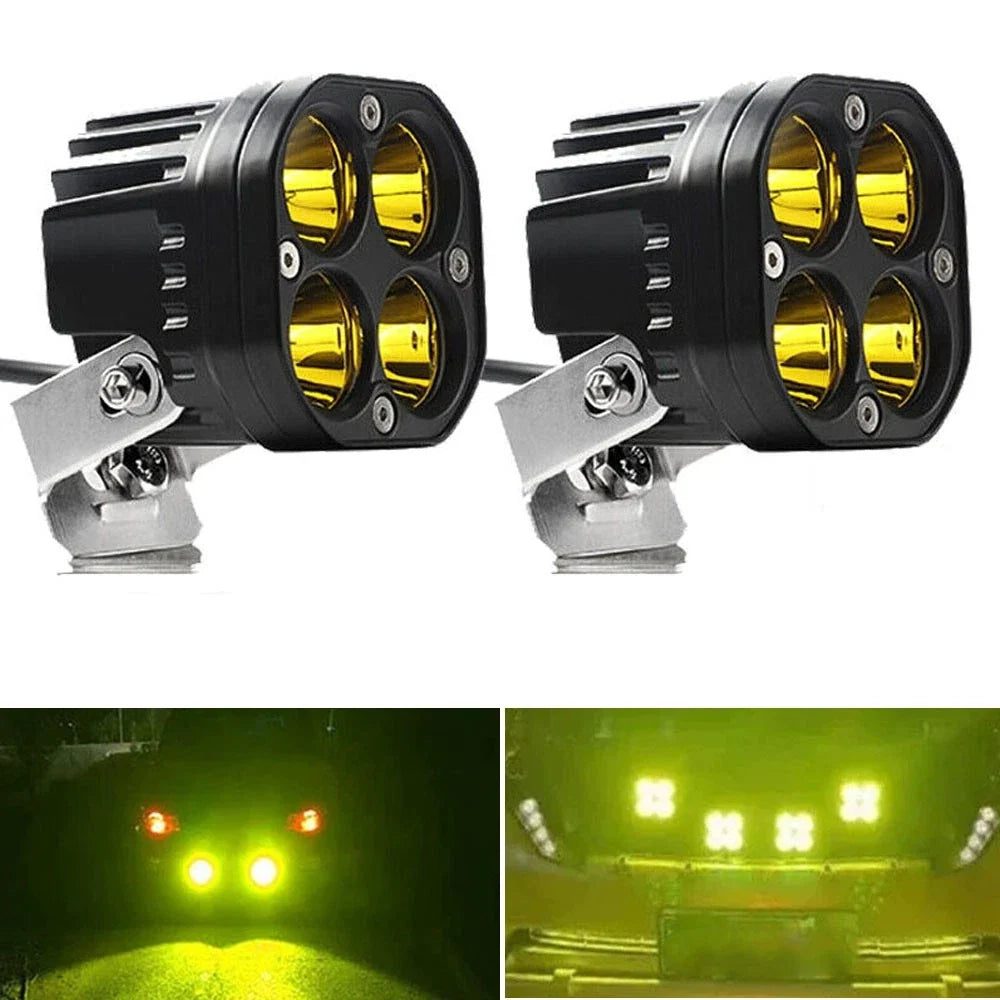 Set of 4 Yellow 3-Inch LED Work Light Cube Pods for Driving Fog Lamp