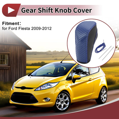 1 Pc Gear Shift Knob Cover for Ford Fiesta (2009–2012) Blue Faux Leather