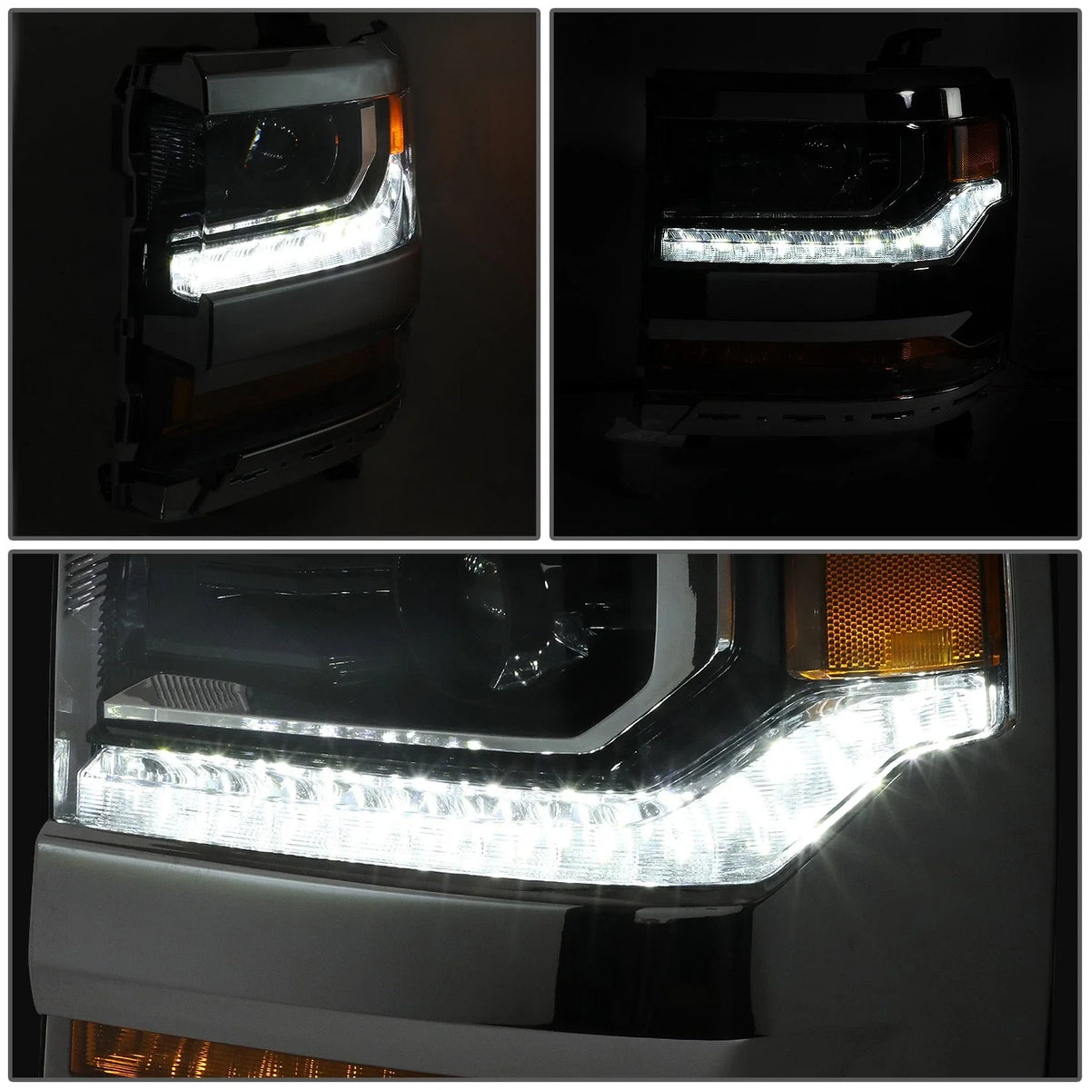 Chrome Amber Headlights & Fog Lights for Silverado 1500 (2016–2018)