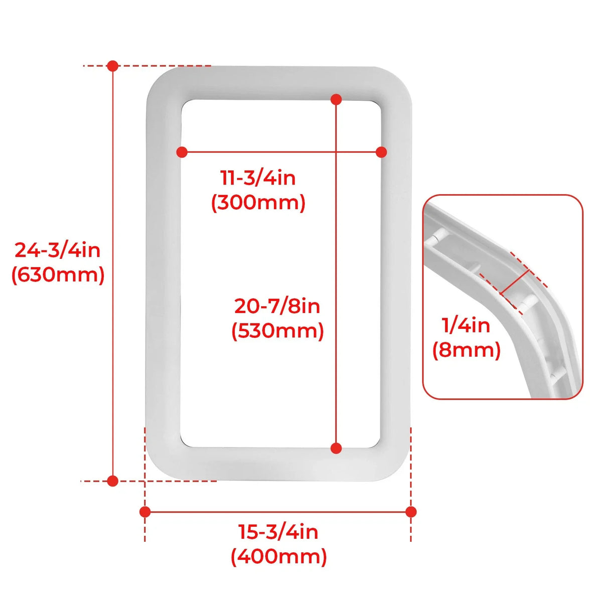 RV Entrance Door Window Frame for Camper Trailer (15.7" x 24.8")