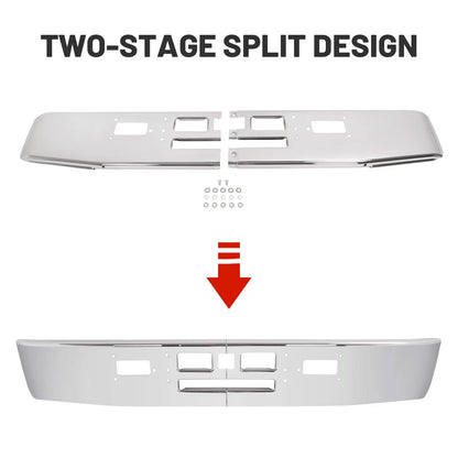 2-Piece Chrome Steel Front Bumper Assembly for Mack R600 R700 (1982–1991) - CON-A000285