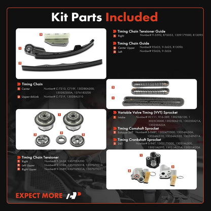 Timing Chain Kit for Nissan Frontier Pathfinder NV1500 (2005–2019) 13028EA200, 13028ZS00A, 1376182Z00, 13028AL510, 13070ZK01A