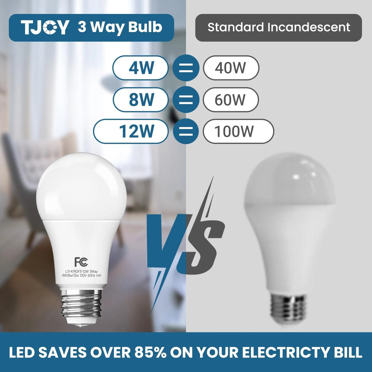 2X 3 Way Light Bulbs for TJOY (40/60/100W Equivalent, 5000K)
