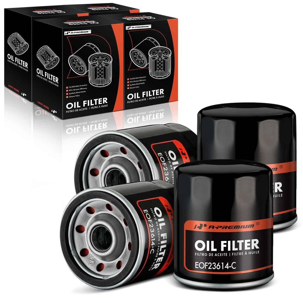 Set of 4 Engine Oil Filters for Chevrolet Tracker Lincoln MKC (2015–2019) - PH3614, 04E115561B, 04E115561H, 0892202004, 0892202010, 0892202011