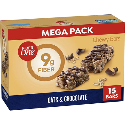 Fiber One Chewy Bars Mega Pack (15 Ct) - Oats and Chocolate Snacks