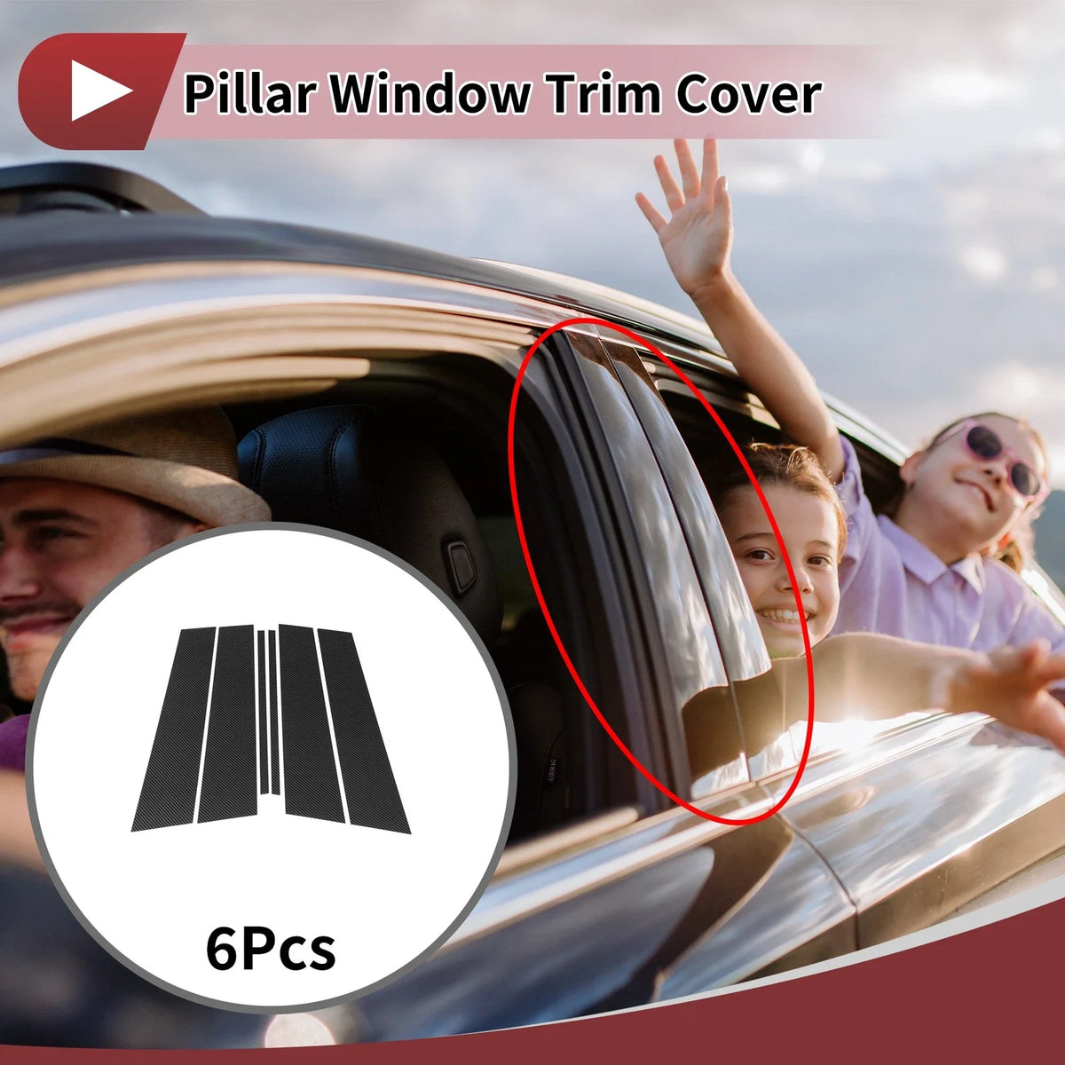 Set of 6 Door Pillar Window Trim for Volkswagen T-ROC (2018–2022)
