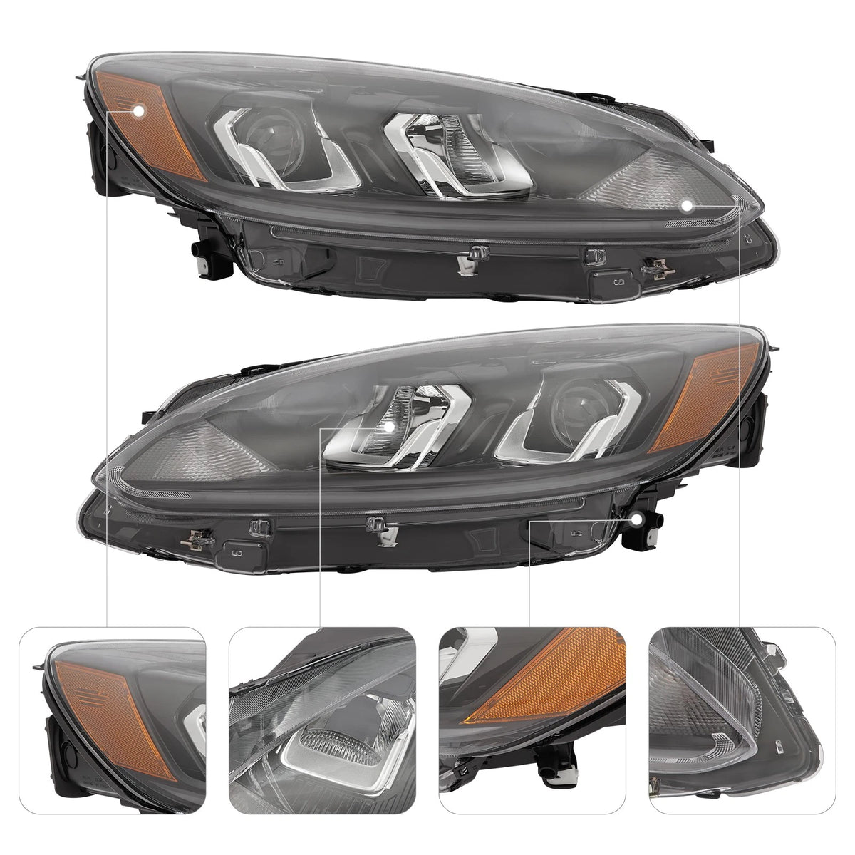 Set of 2 Halogen Headlights for Ford Escape (2020–2022) LJ6Z13008D, LJ6Z13008C