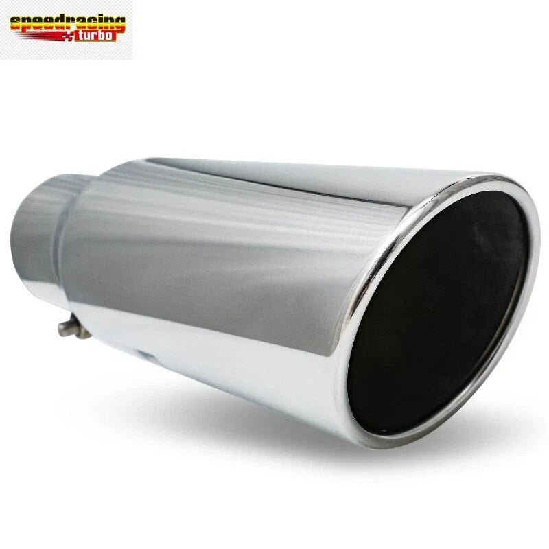 12" Slant Muffler for Universal (Chrome, 3.5" Inlet, 5" Outlet)