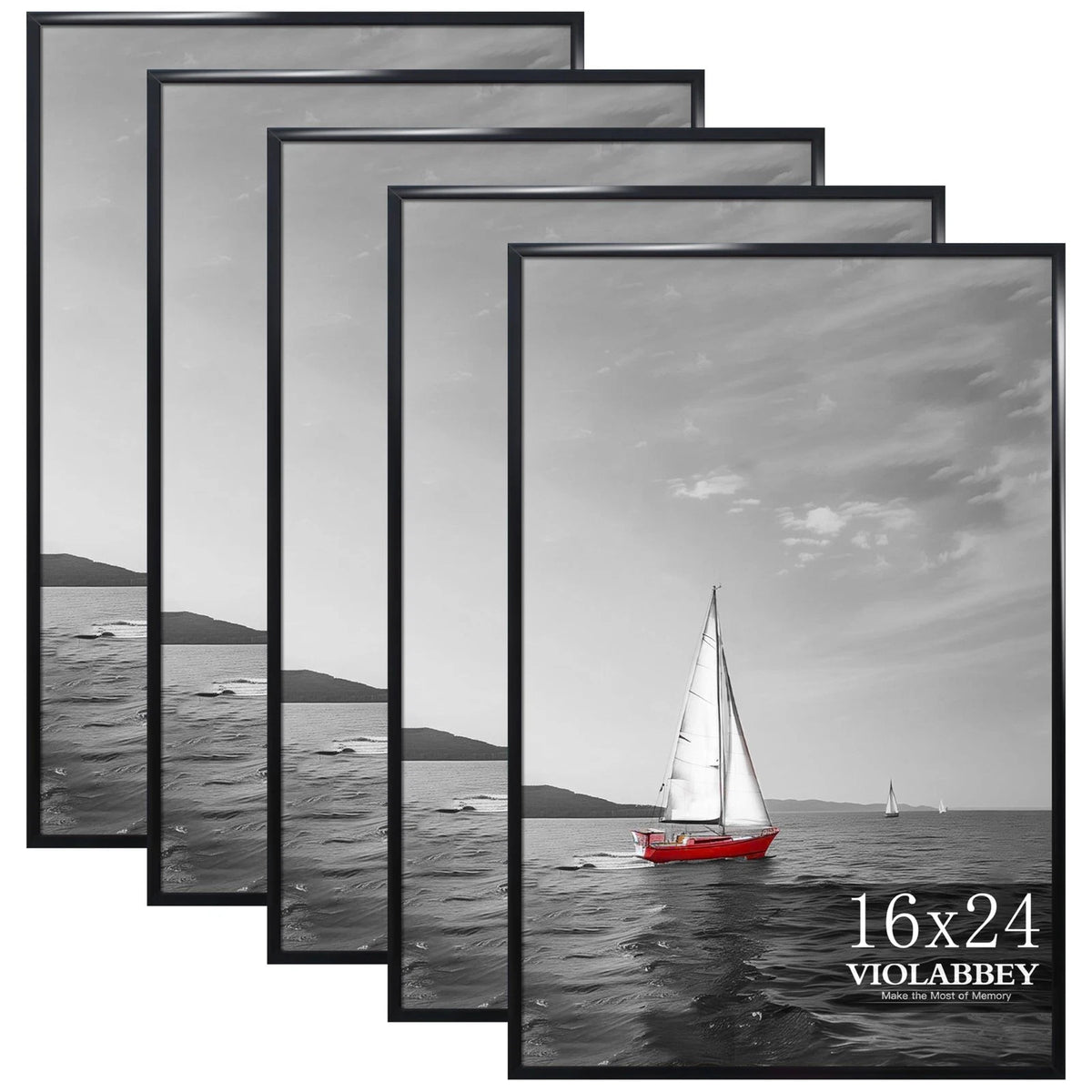 Set of 5 Black 16x24 Poster Frames for 16x24 Prints