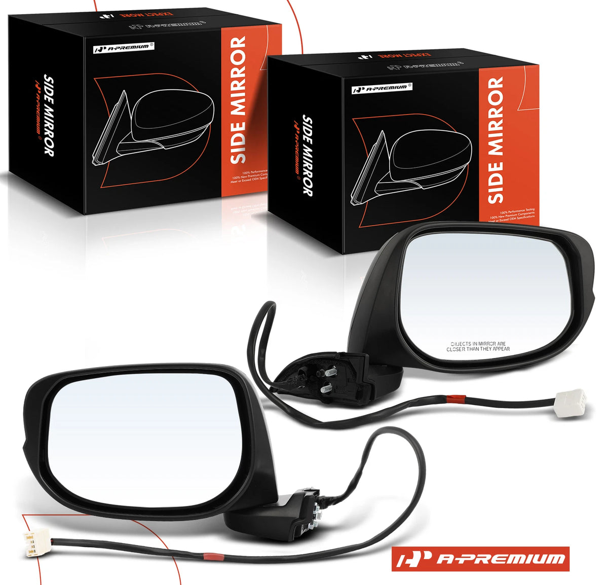 A-Premium Pair Power Adjust Side Mirrors for Honda Fit (2009–2014) - 76258-TK6-305, 76208-TK6-305