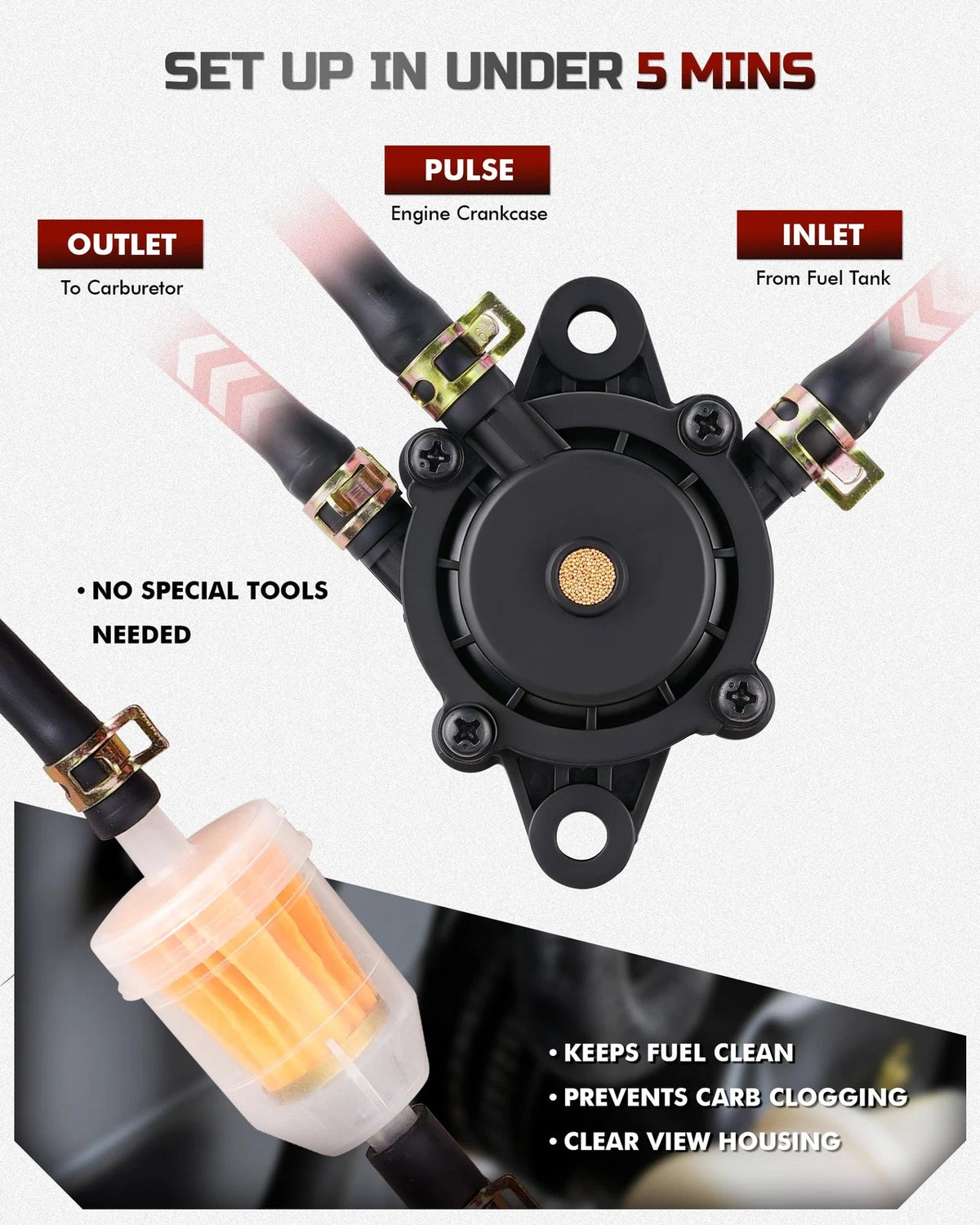 Fuel Pump Replacement for Briggs & Stratton (No specific years)
