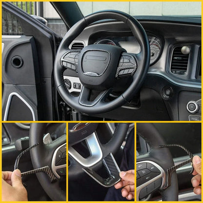 Carbon Fiber Steering Trim Cover for Dodge Challenger (2015–2023)