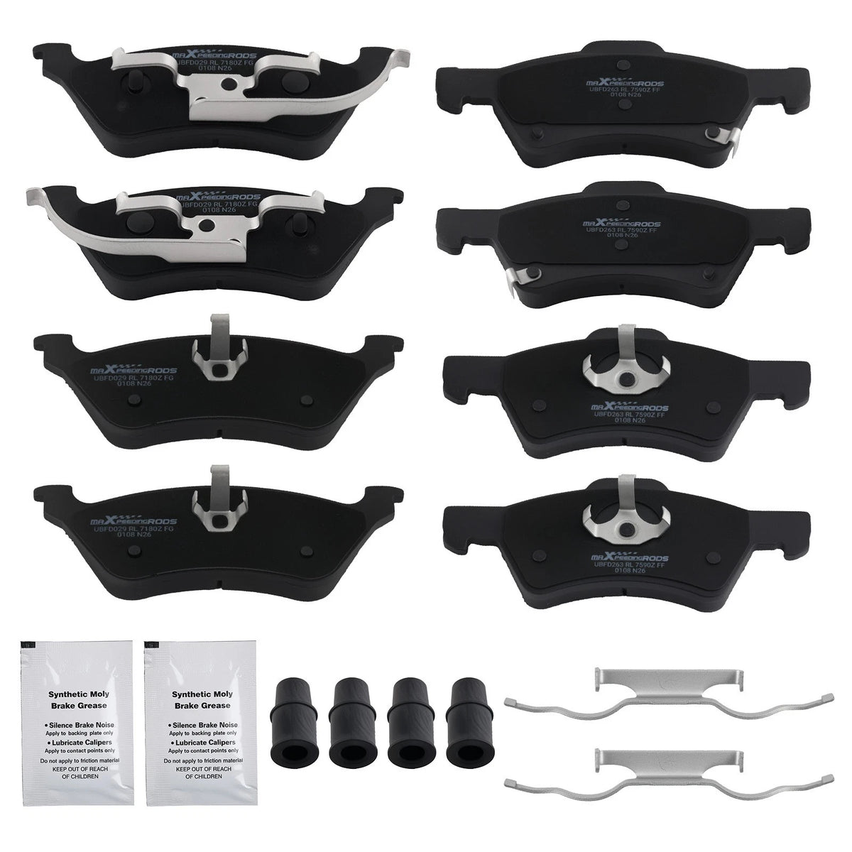 Set of 4 Ceramic Brake Pads for Dodge Caravan/Grand Caravan (2001–2007) BX2Z4H, D857, D858, P857, P858