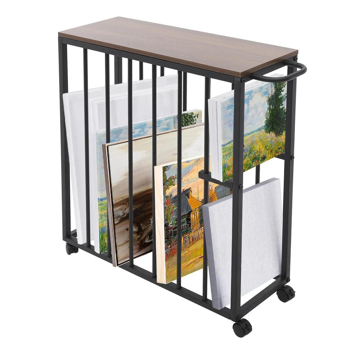4X Black Painting Drying Rack Art Storage Stand with Universal Wheels