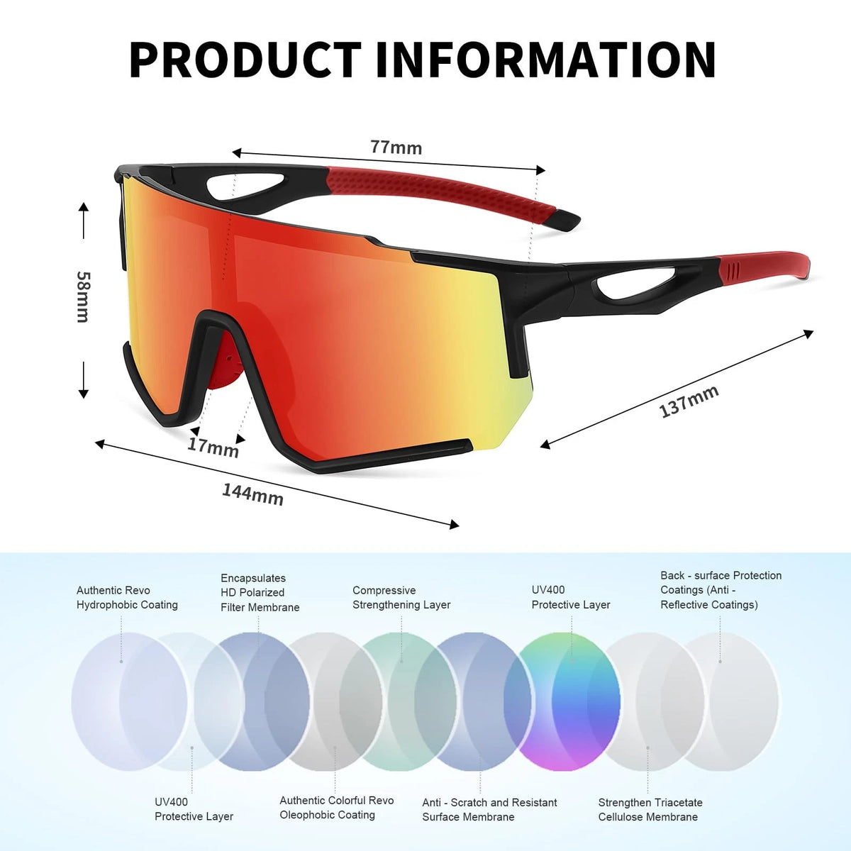 Polarized Cycling Sunglasses for Men Women UV Protection