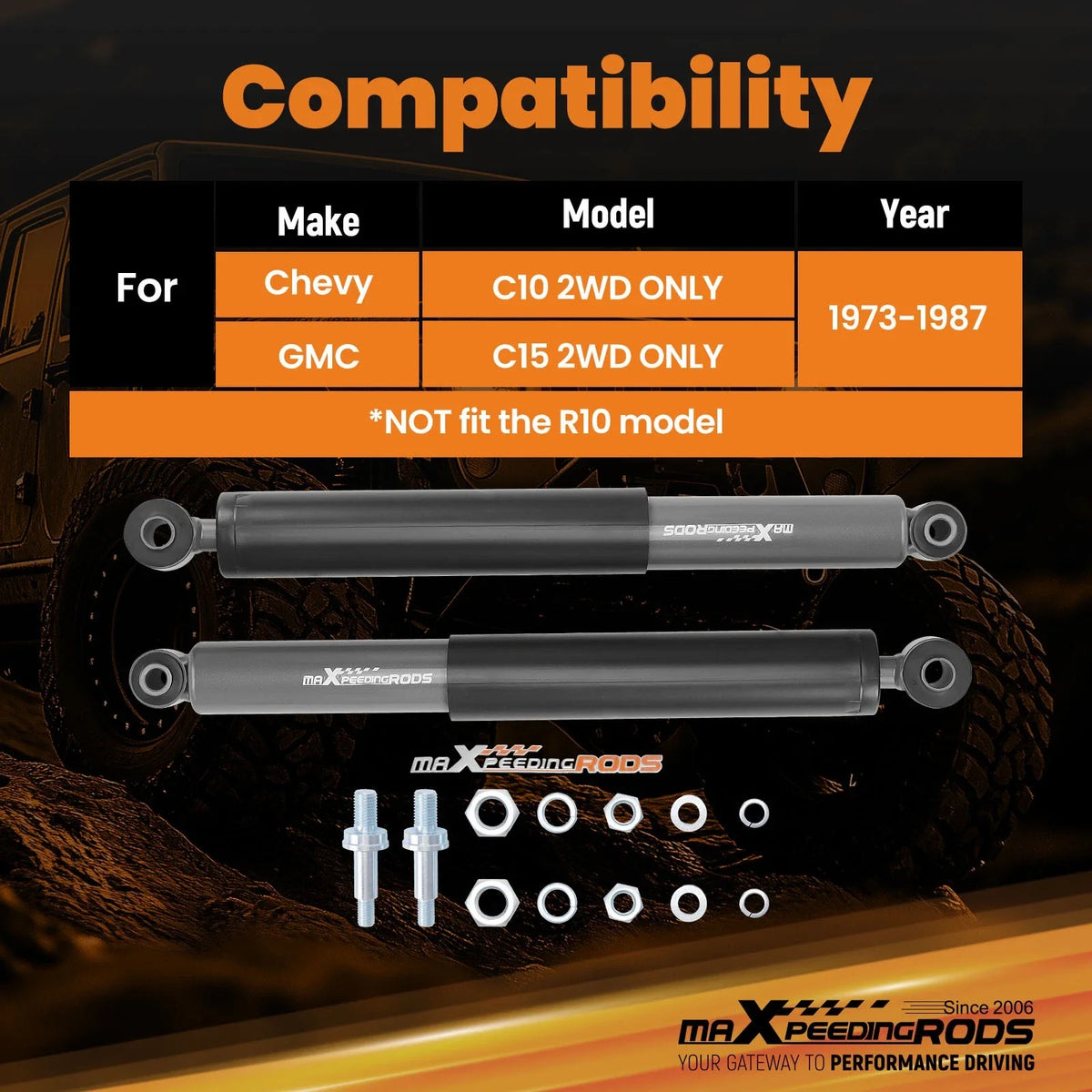 Rear Lowering Shocks 4"-7" for Chevy GMC C10 C15 (1973–1987) 2WD
