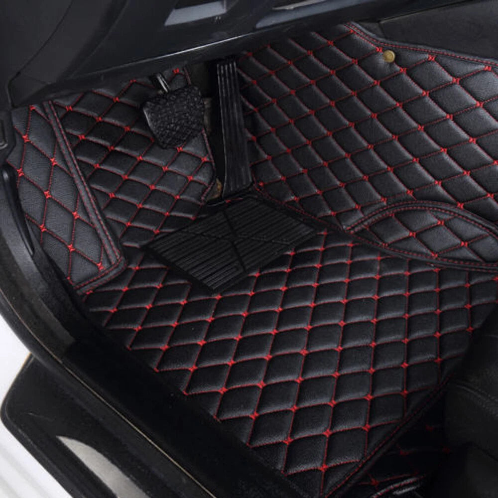 Set of 4 Waterproof Floor Mats for BMW 5 Series F10 E60 (2004–2017) Black+Red