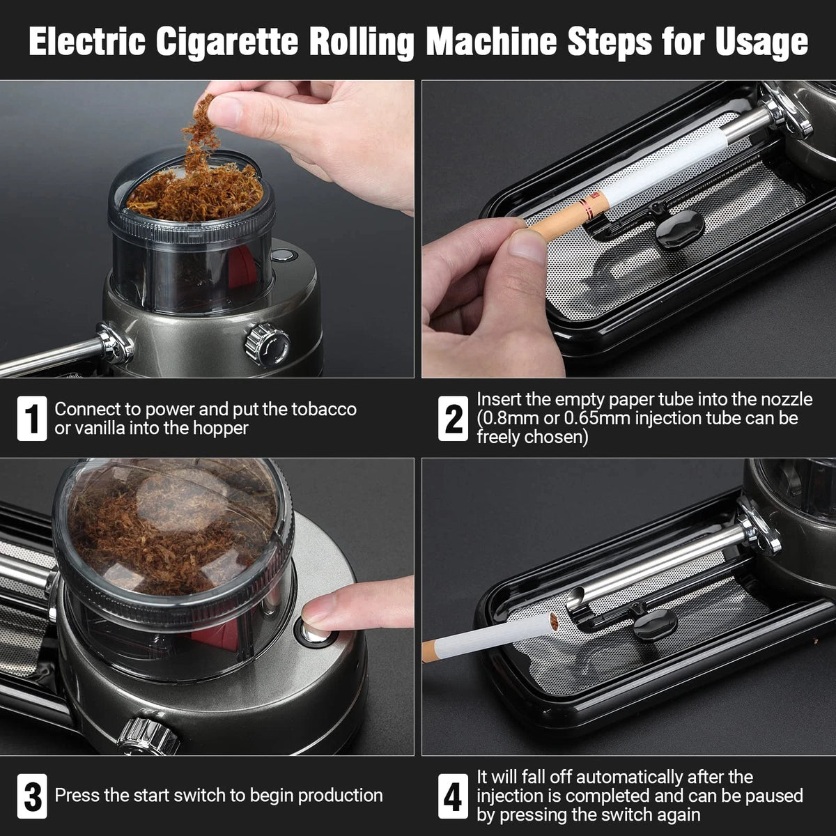 Electric Cigarette Rolling Machine Portable Tobacco Injector