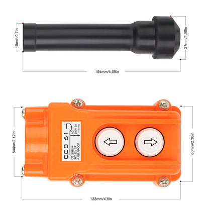 6Pcs Rainproof Push Button Switch Control Station for Hoist Crane
