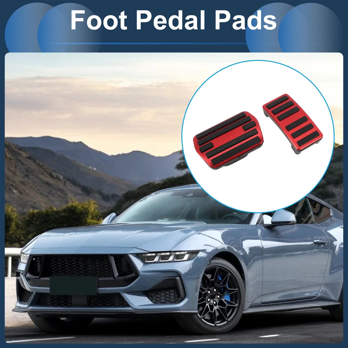 2X Foot Accelerator Pedal Covers for Ford Mustang Mach-E (2021–2025) Red
