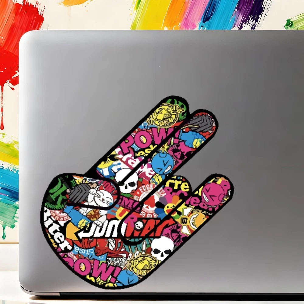 Graffiti Finger Stickers for Car Windows, Laptops - Self-Adhesive Design