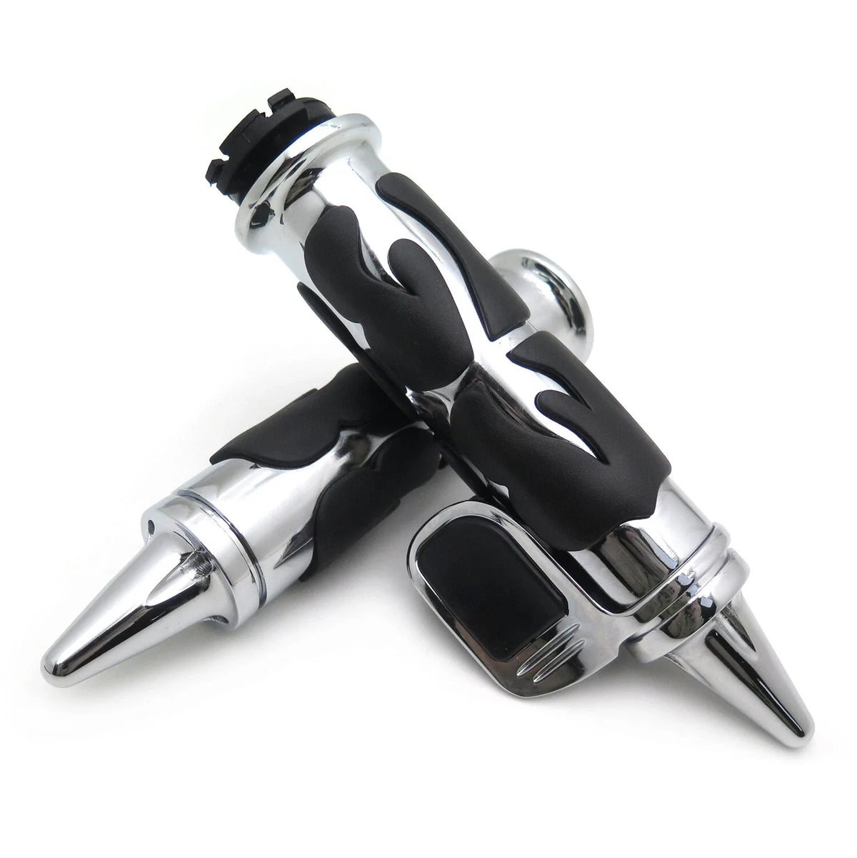 Flame Chrome 25mm Spike Hand Grip Throttle Boss for Kawasaki Yamaha