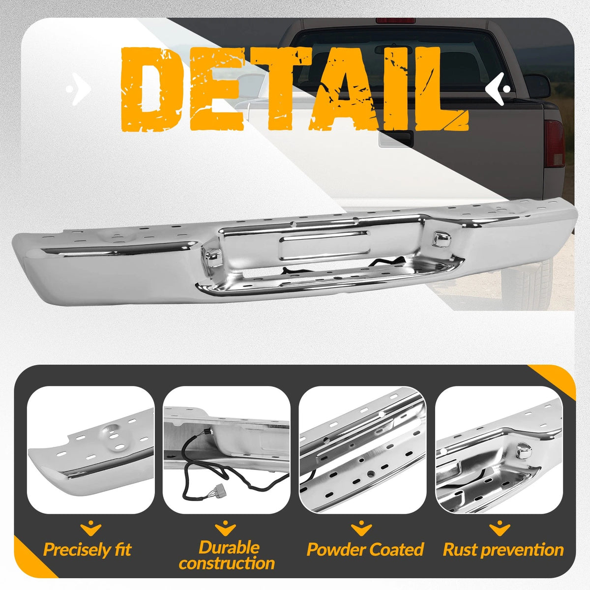 Chrome Rear Step Bumper Face Bar for Chevy S10 Sonoma (1998–2004) #15007517