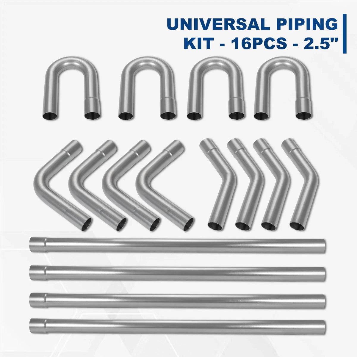 16Pcs Exhaust Tubing Pipe Bend Kit for DIY Custom Applications (OD 2"-3.5")