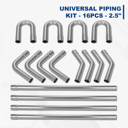 16Pcs Exhaust Tubing Pipe Bend Kit for DIY Custom Applications (OD 2"-3.5")