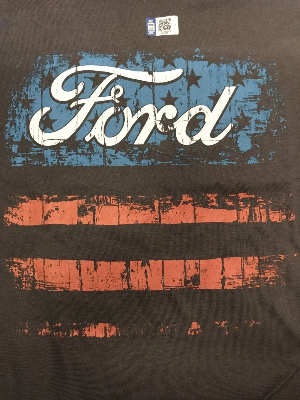 Licensed Ford T-Shirt Charcoal American Flag Logo for Ford (2000–2024)