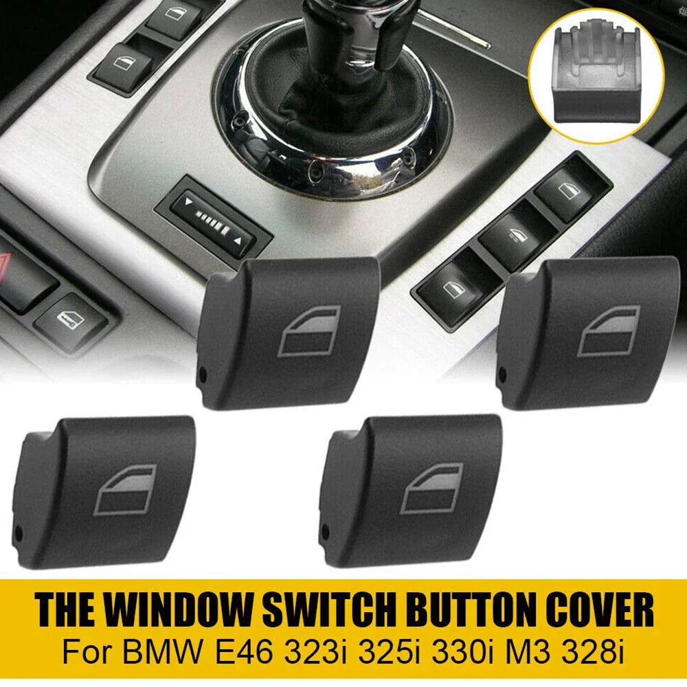 4 x Car Window Switch Button Caps for BMW E46 323i 325i 330i M3 328i (1998-2006)