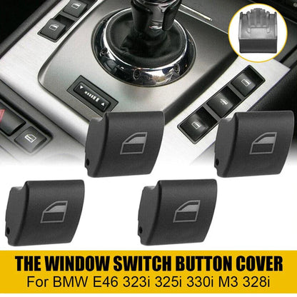 4 x Car Window Switch Button Caps for BMW E46 323i 325i 330i M3 328i (1998-2006)