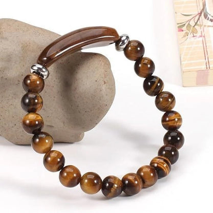 8mm Tiger Eye Stretch Bangle Bracelet - Natural Gemstone Healing Stone