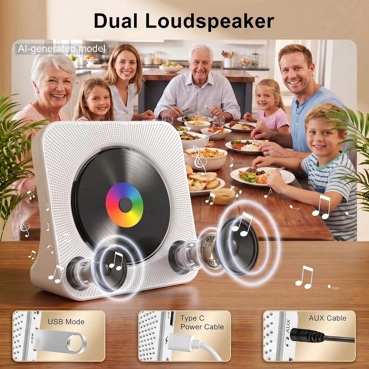 Portable Bluetooth CD Player for Home