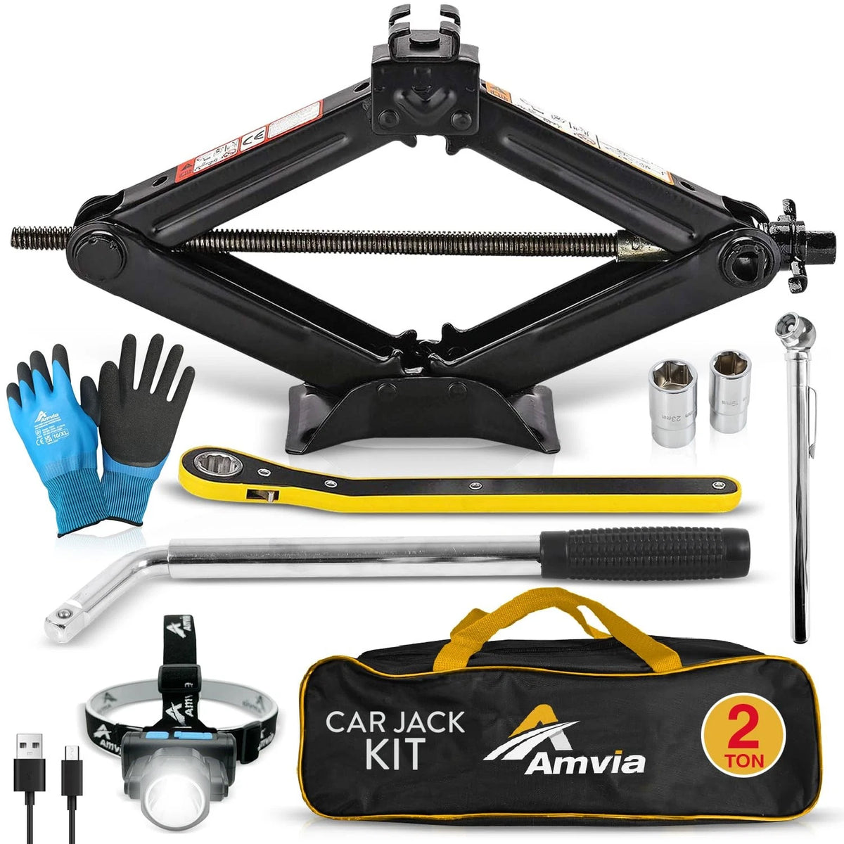 2 Ton Scissor Car Jack Kit for SUV & Auto (Portable, Heavy Duty)