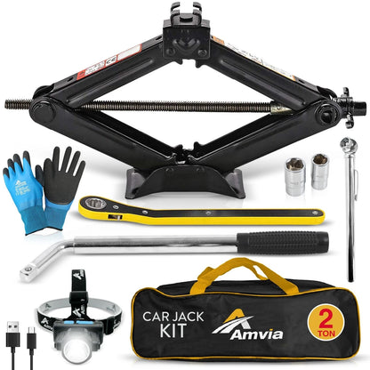 2 Ton Scissor Car Jack Kit for SUV & Auto (Portable, Heavy Duty)