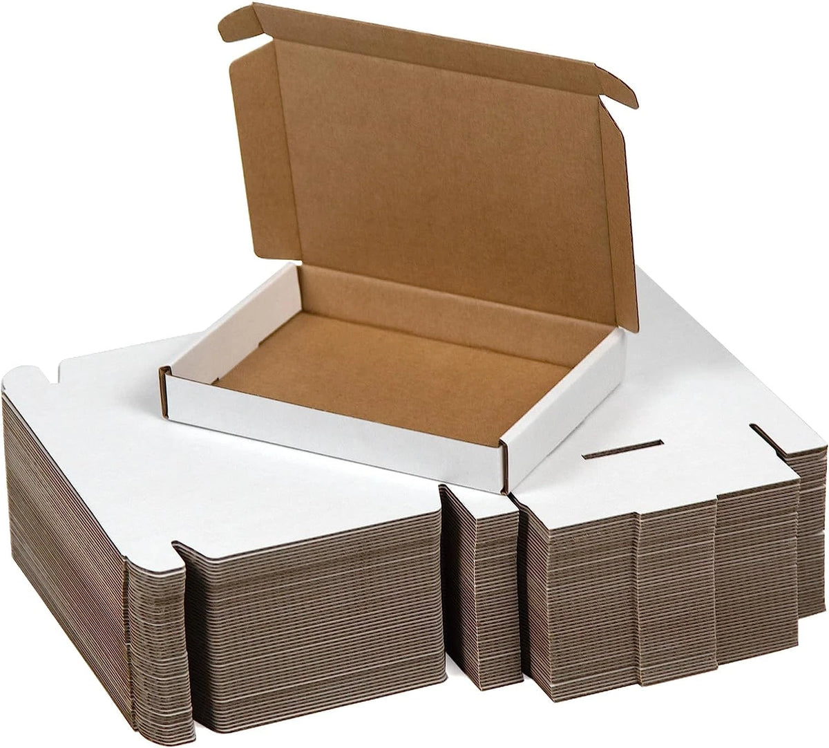50 Pack Small Shipping Boxes 7x5x1 Inches White Corrugated