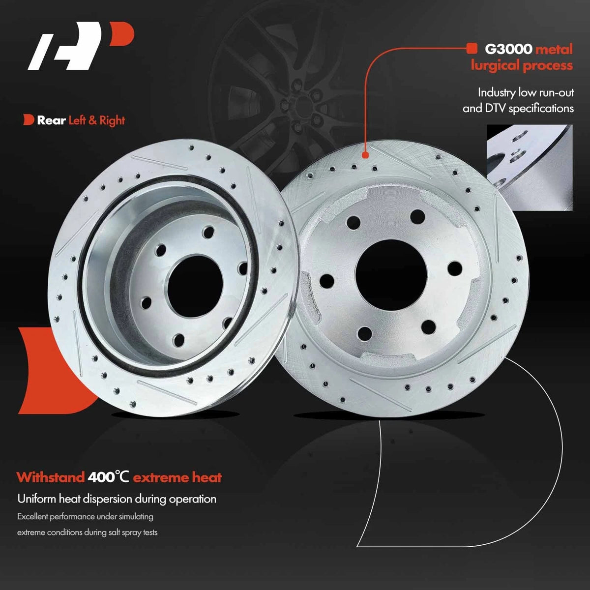 Set of 4 Drilled Brake Rotors for GMC Yukon, Chevy Tahoe (2000–2001)