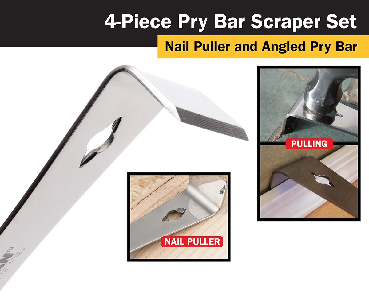 4-Piece Stainless Steel Pry Bar Scraper Set for Titan 17009